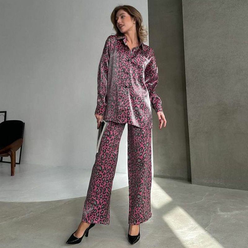 Women's Clothing fashion casual suits leopard print spring ladies long sleeved trousers women's two piece suit_ipsvogv.com