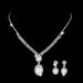 Elegant Bridal Jewelry Set - Silver Pearl Necklace & Earrings (Wedding Accessories, Classic Pearl Inlay Design)_ipsvogv.com
