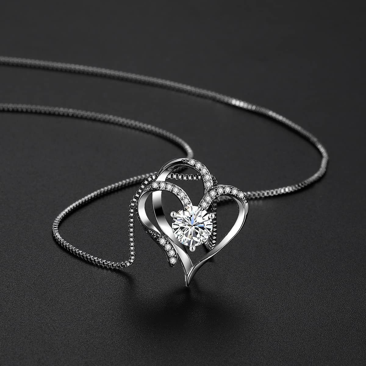 Women’s Jewelry Set Fashion new product heart shaped pendant does not fade high end double love necklace female clavicle chain_ipsvogv.com