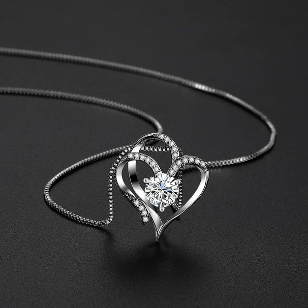 Women’s Jewelry Set Fashion new product heart shaped pendant does not fade high end double love necklace female clavicle chain_ipsvogv.com