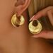 Women’s Jewelry Set Fashion New Women's Earrings Personality Fan Shaped Design Simple Ear Buckle Versatile Striped Double Layer Niche Earrings_ipsvogv.com