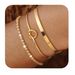 Brass Real Gold Electroplating Fashionable Zircon Inlaid Multi Layer Love Casual Ladies Bracelet Set_ipsvogv.com