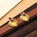 Vintage fan-shaped texture heavy industry with a high-end feel, light luxury, niche temperament, silver needle earrings_ipsvogv.com