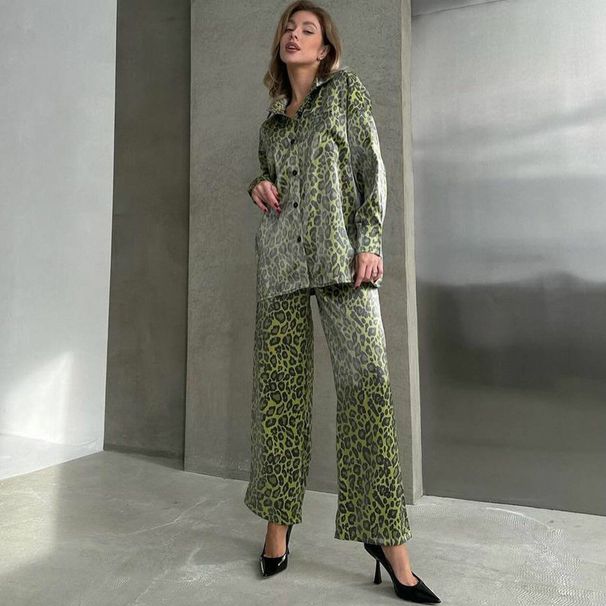 Women's clothing fashion casual suits for women leopard print spring ladies long-sleeved trousers women's clothing two-piece suit_ipsvogv.com
