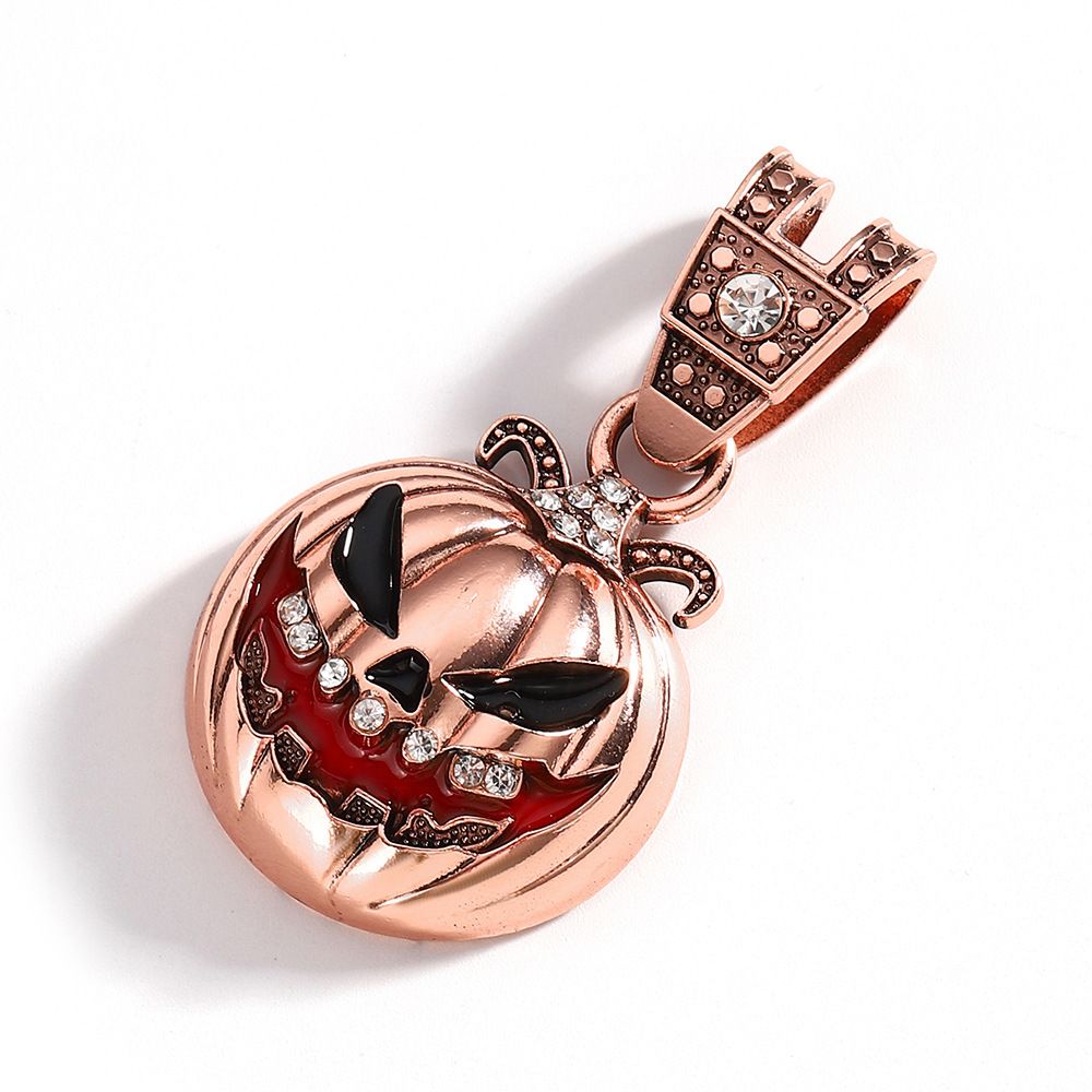 Halloween Pumpkin Skull Alloy Drip Oil Diamond Pendant With Exaggerated Personality Men's Necklace_ipsvogv.com