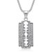 Hot Selling Hip-Hop Jewelry Titanium Steel Gold-Plated Diamond-Studded Razor Blade Pendant Necklace_ipsvogv.com