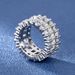 New Exaggerated Three Rows Full Diamond Ring With AAA Zircon Inlaid In Women's Fashion_ipsvogv.com