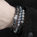 New Men's Beaded Bracelet Set Map Stone Black Gallstone Cross Bracelet Elastic Bracelet Combination_ipsvogv.com