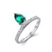 new Water Drop Micro Inlaid Cultivated Emerald Ring S925 Silver Colored Gem Open Finger Ring Light Luxury Retro_ipsvogv.com