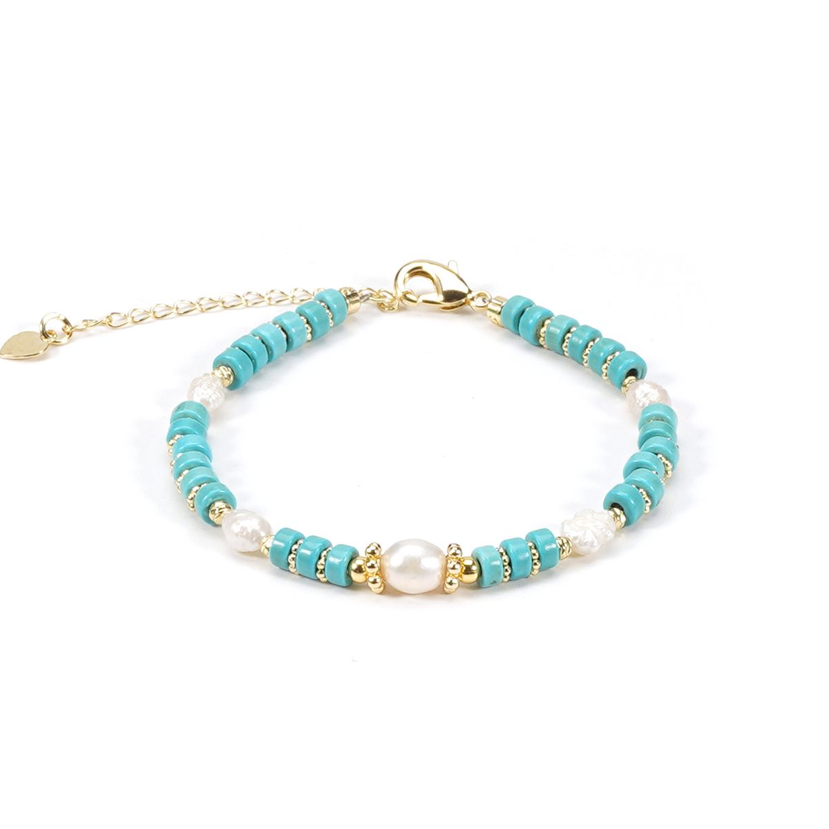 Natural Freshwater Pearl Shell Turquoise Natural Stone Bracelet Necklace Women's Set_ipsvogv.com