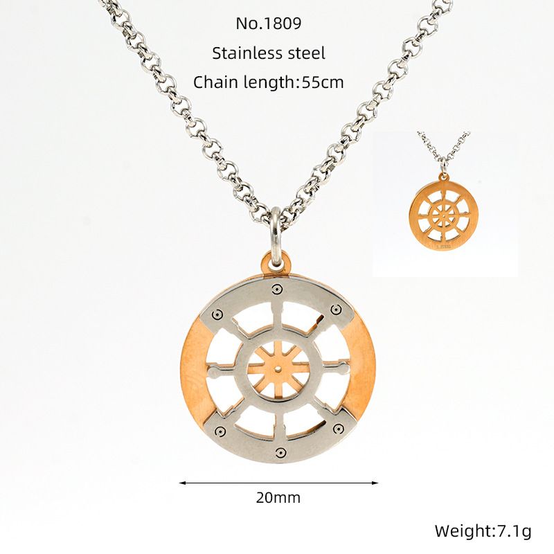 Women's Jewelry Titanium Steel Round Hollow Compass Compass Necklace Men's Personality Retro Eight Pointed Star Pendant Jewelry_ipsvogv.com