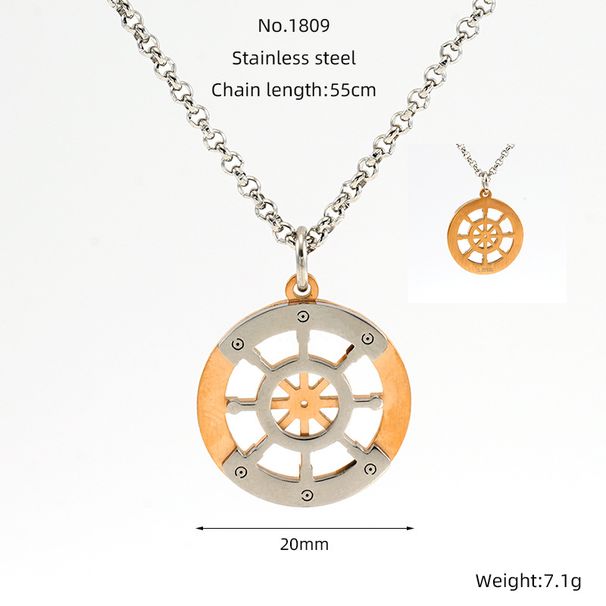 Women's Jewelry Titanium Steel Round Hollow Compass Compass Necklace Men's Personality Retro Eight Pointed Star Pendant Jewelry_ipsvogv.com