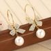Bowknot Pearl Earrings Retro Versatile Tassel Earrings Ins Style Korean Jewelry Wholesale Vibrato Hot Female_ipsvogv.com