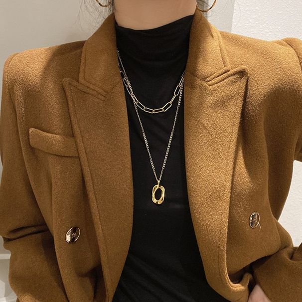 Geometric Titanium Steel Double-layer Necklace Female Niche Design With A Sense Of Light Luxury, Simple Temperament,_ipsvogv.com