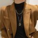Women's Jewelry Geometric Titanium Steel Double Layer Necklace Niche Design High End Light Luxury Simple Sweater Chain In Autumn And Winter_ipsvogv.com