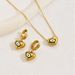 Ins Fashion Commuter Style Personalized Necklace Earring Set with Love Drip Oil Design, High Grade Ear Buckle, Versatile_ipsvogv.com