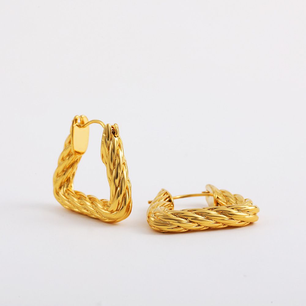 Women’s Jewelry Set Fashion Fashion Simple Earrings Copper Plated Real Gold Copper Plated Hot Selling Geometric Three Dimensional Smooth Earrings_ipsvogv.com