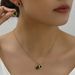 American style light luxury earring necklace set, simple fashionable, inlaid with turquoise earrings, versatile and long_ipsvogv.com