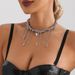 ins Sweet Cool Wind Love Crystal Fringed Cross Collarbone Chain Y2K Trend Multi-layer Necklace_ipsvogv.com