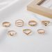 New Combination Fashion Gold Moon Leaf Cross Cut 7 Piece Set Ring_ipsvogv.com
