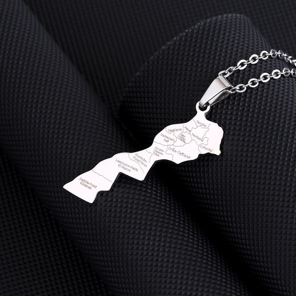 Stainless Steel Morocco Map And City Pendant Necklace Couple Style Ethnic Style Popular Personality Accessories_ipsvogv.com
