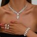 Women’s Jewelry Set Fashion Jewelry Wholesale Bridal White Crystal Flower Jewelry Set Fashion Banquet Wedding Dress Necklace Accessories_ipsvogv.com
