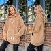 Women's flannel loose hooded long-sleeved pullover plush sweatshirt_ipsvogv.com