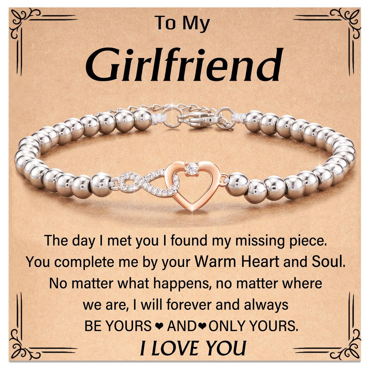 Women's Gift Bracelet Steel Bead Infinite Love Adjustment Chain Bracelet 8 Shaped Diamond Gold Love Bracelet_ipsvogv.com
