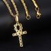 Unisex hot selling Ankh key cross pendant zircon gold necklace hip hop trend hot selling jewelry_ipsvogv.com