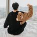 Men's Clothing Factory direct sales men's autumn and winter long sleeved lamb wool embroidery flocking cute little bear loose lazy style sweater men_ipsvogv.com