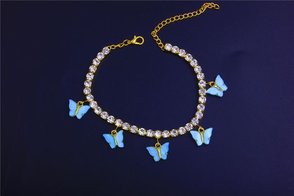 popular acrylic rhinestone Anklet resin butterfly pendant jewelry beach vacation shiny foot decoration Anklet_ipsvogv.com