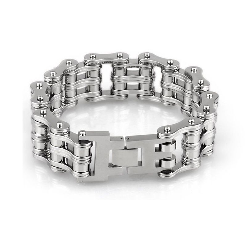 Men's Jewelry Stainless Steel Bicycle Chain Bracelet Simple High Grade Titanium Steel Hand Jewelry Personalized Thick Motorcycle Chain_ipsvogv.com