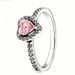 Heart-Shaped Pink Stud Earrings Silver-Plated Diamond Ring Shining Heart Niche Necklace Ins Gift_ipsvogv.com