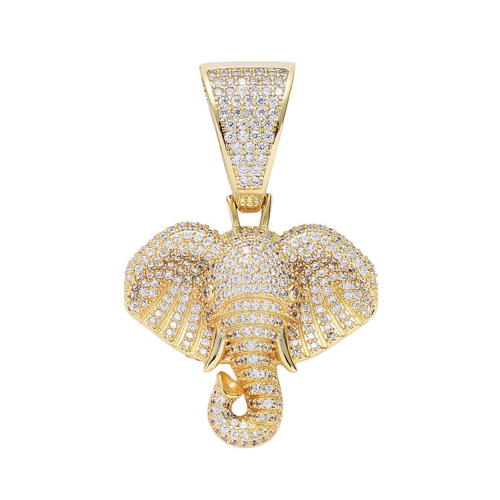 Pendants & Charms Ins New Hot Sale Retro Elephant Head Hip Hop Pendant Gold Micro Inlaid Zircon Animal Hip Hop Jewelry_ipsvogv.com