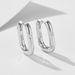 Women's Jewelry Cold Retro Geometric Glossy Oval U Shaped Sterling Silver Earrings Simple All Match Diamond Silver Ear Buckle Earrings_ipsvogv.com