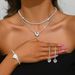 Women’s Jewelry Set Fashion Jewelry Peach Heart Rhinestone Necklace Earrings Bracelet Three Piece Set Fashionable Bridal Suit Dress Accessories_ipsvogv.com