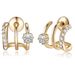 Women's Jewelry Zircon Net Celebrity Exquisite Personality Earrings Three Claw Arc Line Earrings Classic Commuting High End Feeling_ipsvogv.com