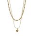 Gold Plated Double-layer Necklace, Round Bead Titanium Steel, Non Fading Collarbone Chain, Ins, Cool Style, High-end_ipsvogv.com