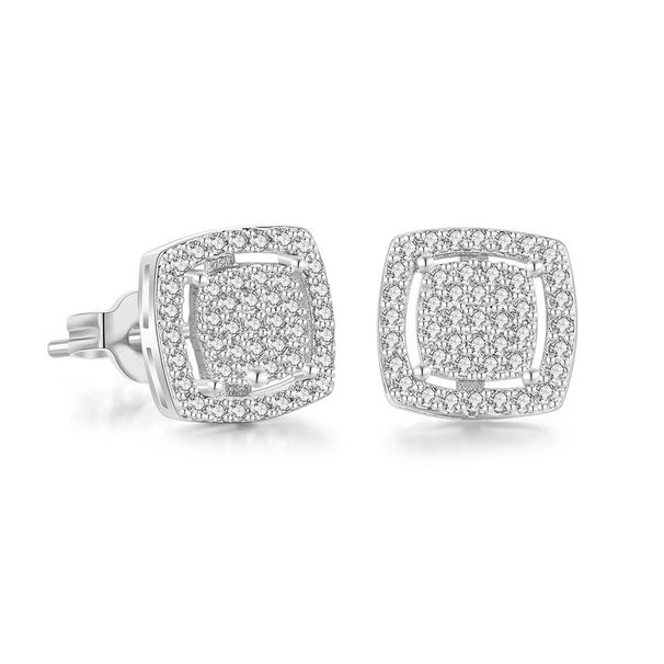 Unisex Classic square hip hop zircon earrings for men,simple luxury sugar cube earrings, hot selling earrings_ipsvogv.com