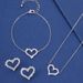 3PCS Jewellery Set for Women Sterling Silver Crystal Zirconia Heart Pendant Necklace and Earrings with Bracelet jewelery Set Birthday Gifts_ipsvogv.com