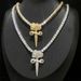 Men's Punk Rose Cross Pendant Necklace With Tennis Chain & Zircon Stones, Adjustable Length 21-71cm, Silver/Gold/Rose Gold Men's Necklace_ipsvogv.com