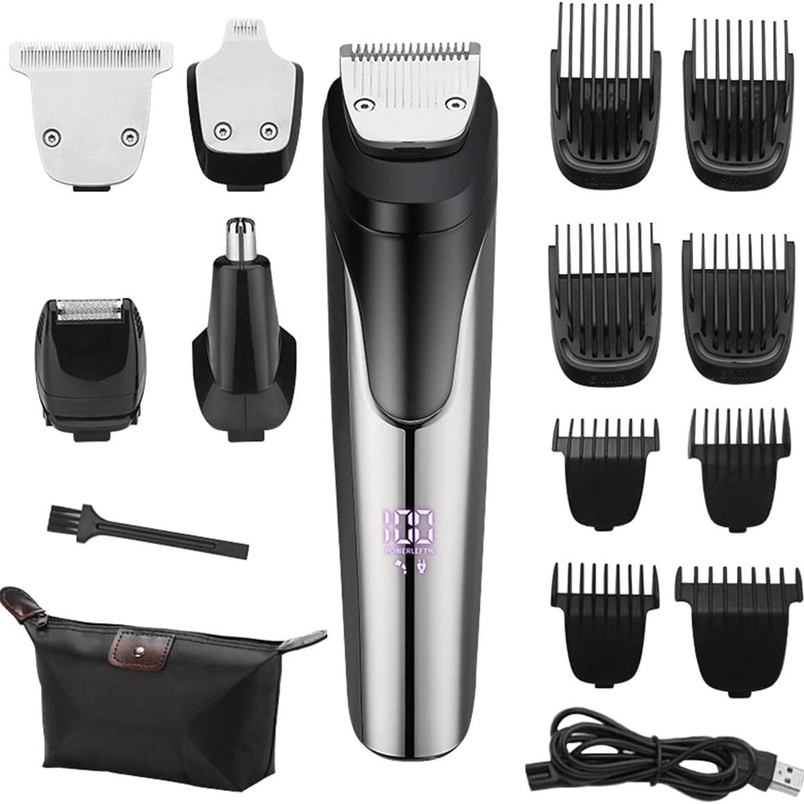 Beard Trimmer For Men, All-in-One Men's Hair Clipper Hair Trimmer Grooming Kit, Mustache Body Nose ar Facial Cutting Shaver,USB Rechargeable Cordless_ipsvogv.com