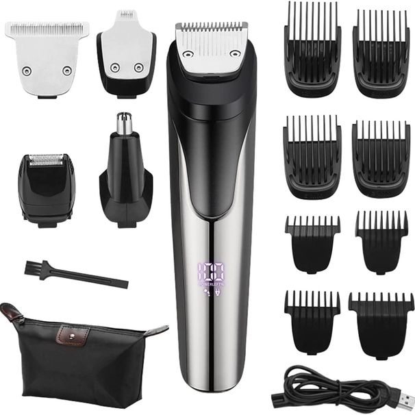 Beard Trimmer For Men, All-in-One Men's Hair Clipper Hair Trimmer Grooming Kit, Mustache Body Nose ar Facial Cutting Shaver,USB Rechargeable Cordless_ipsvogv.com