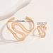 Geometric Style Women's Set Versatile Multi layer Adjustable Opening Design Ring Hollow Bracelet_ipsvogv.com