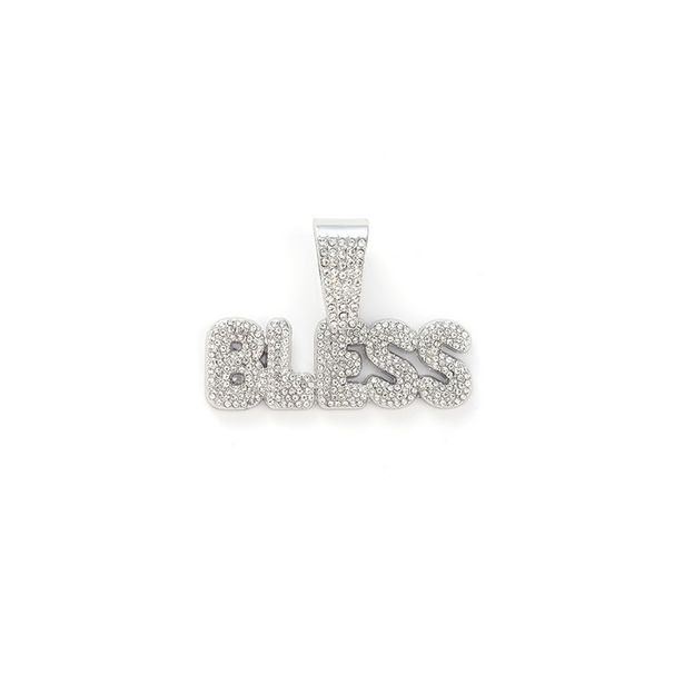 Unisex Hip Hop Alloy Letter Blessing English Long Necklace Niche Street Chain Accessories Big Letter BLESS Pendant_ipsvogv.com