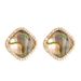 French Light Luxury Temperament With Diamond Studded Geometric Square Abalone Shell Earrings, Women's Ins Style High-end_ipsvogv.com