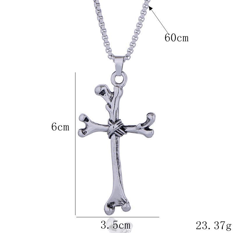 Bone Cross Titanium Steel Pendant Men's And Women's Punk Personalized Necklace Accessories_ipsvogv.com