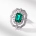 Brushed Craft Fashion Earrings S925 Silver Inlaid Octagonal Cultivated Emerald Retro Earrings_ipsvogv.com