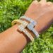 Men And Women's Jewelry - Diamond-Cut Cubic Zirconia Couple Bracelet In Gold, Rose Gold & Silver, Sizes 58mm & 62mm, Hip-Hop Style For Anniversaries_ipsvogv.com
