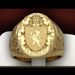 Cao Shi Crown Lion Shield Emblem Copper Plated Royal Seal Men's Ring_ipsvogv.com